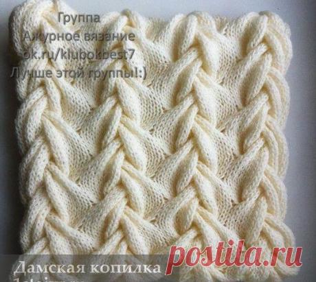 Очень красивая и необычная коса спицами | Клубок