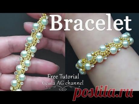 Pearl & Chaton Montees Beaded Bracelet / Wedding Bracelet /DIY Jewelry Making Tutorial