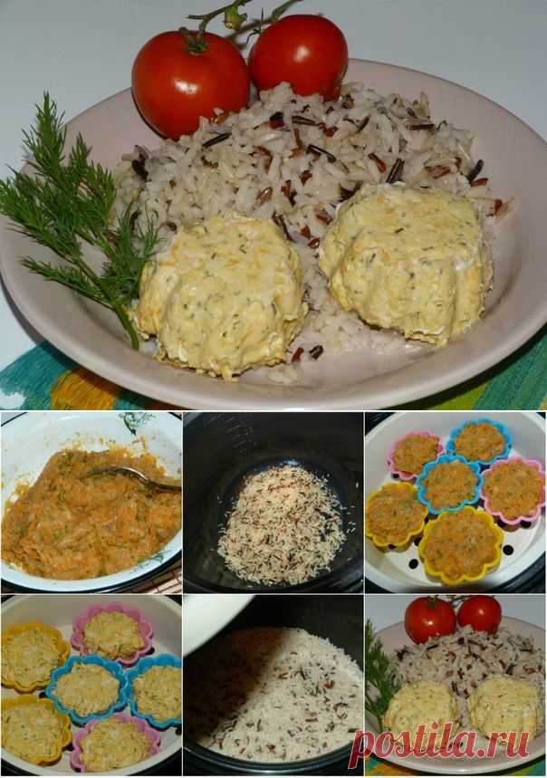 Рис + куриное суфле на пару