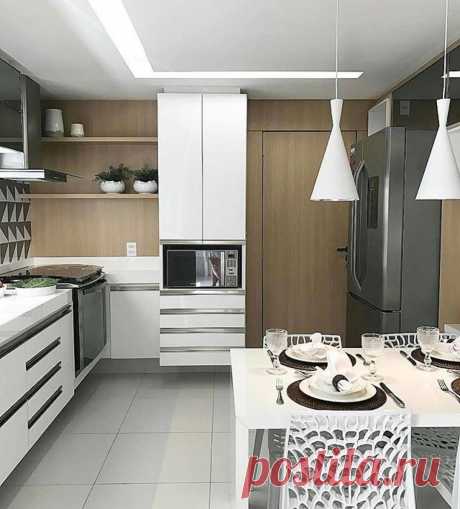 Публикация Anpi Arquitetura в Instagram • Сен 12 2017 в 2:41 UTC 87 отметок «Нравится», 9 комментариев — Anpi Arquitetura (@anpiarquitetura) в Instagram: «Cozinha bem setorizada com mesa para refeições e paleta de cores neutras. 🖤🖤🖤😍 Via 👉🏻Projeto…»
