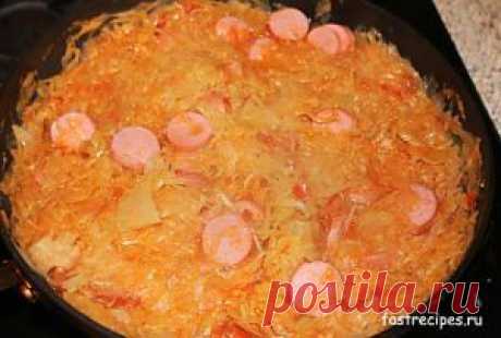 Простая солянка из капусты с сосисками. | Очень быстрые рецепты