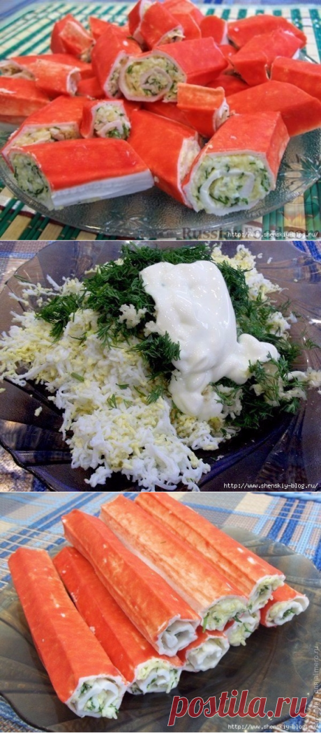 Необычная и вкусная закуска: фаршированные крабовые палочки!.