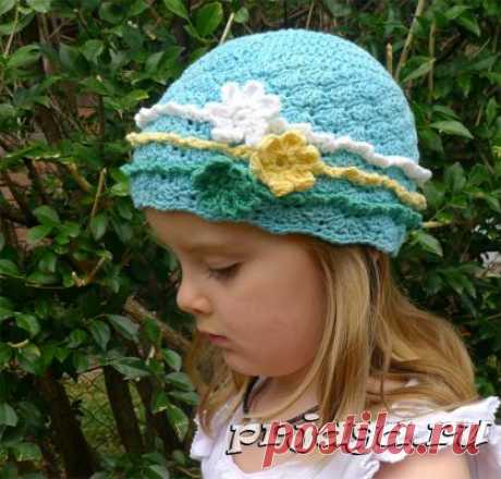 Летняя шапочка крючком для девочки любого возраста