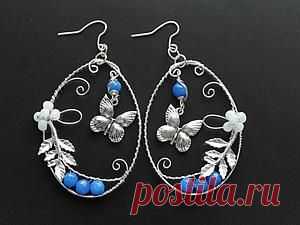 Cерьги "Летняя прохлада" (Wire Work) | Своими руками