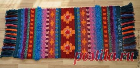 Купить Ковер «Грезы у Аметистового ручья», ручная работа, вязание. - разноцветный, ковер, коврик