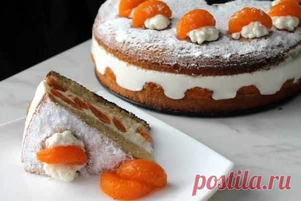 МАНДАРИНОВЫЙ ТОРТ С НЕЖНЕЙШИМ ТВОРОЖНЫМ КРЕМОМ