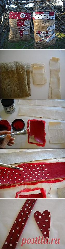 Scrap Fabric Burlap Bags | FaveCrafts.com
