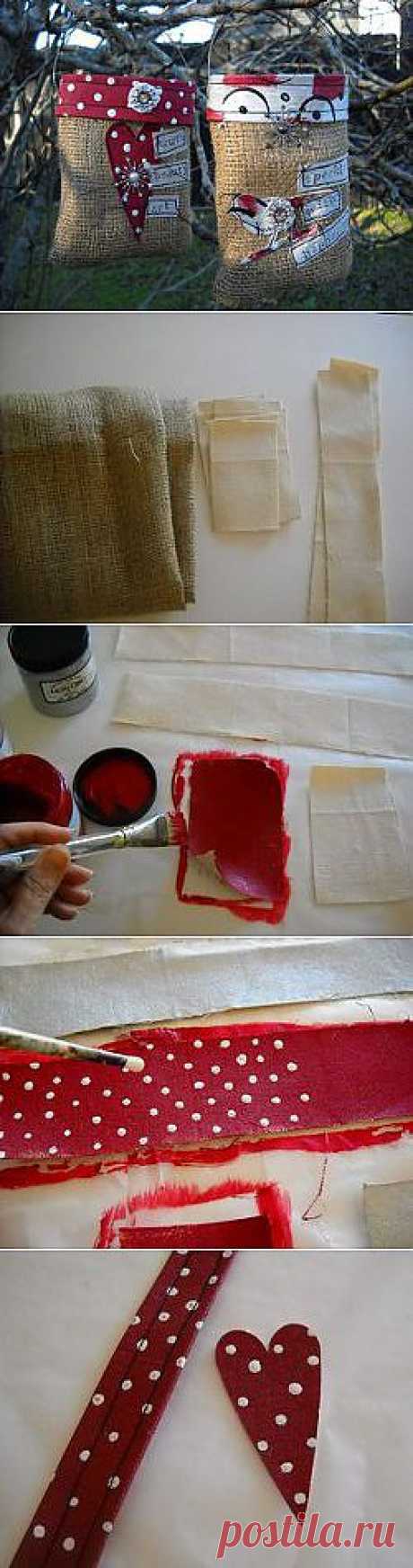 Scrap Fabric Burlap Bags | FaveCrafts.com