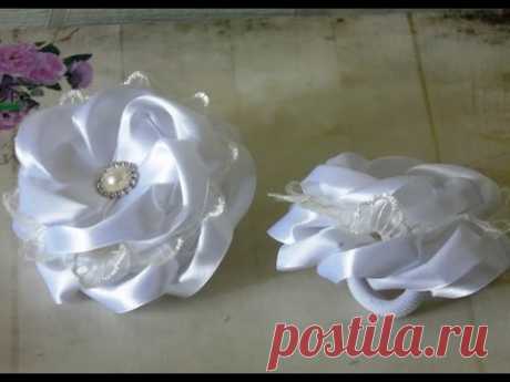 Банты-канзаши из атласной ленты, мастер-класс