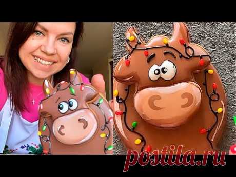 Пряник Символ года «Пухлый бычок» роспись айсингом [мастер-класс]