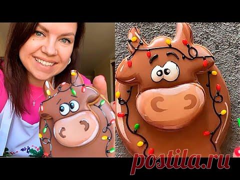 Пряник Символ года «Пухлый бычок» роспись айсингом [мастер-класс]