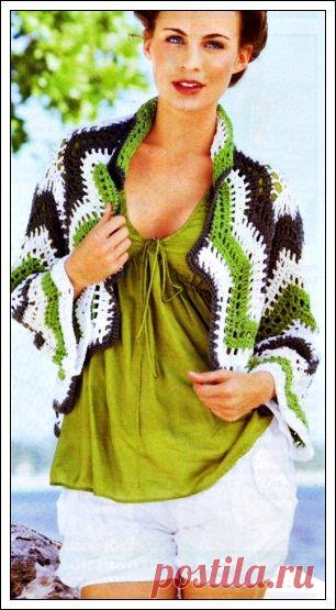 Жакет крючком по кругу