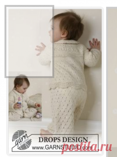 Схема вязания Жакет, штаны, чепчик и пинетки для малыша DROPS Baby 13-18 BabyDROPS 13-18