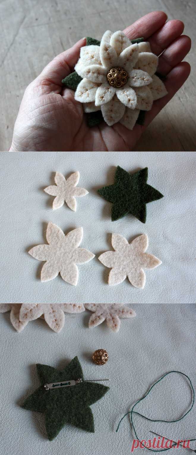 Нежное украшение - брошь из фетра своими руками