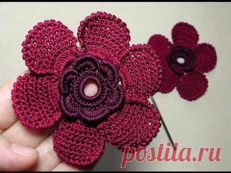УРОКИ ВЯЗАНИЯ. Цветок вязаный крючком с лепестком из  витого столбика. crochet flower.