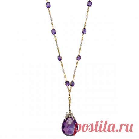 Antique Russian Amethyst Drop Long Necklace | Betteridge