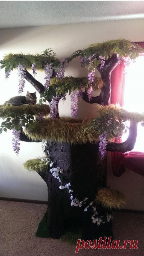 Шикарный домик для кошки, сделанный из подручных материалов — Своими руками