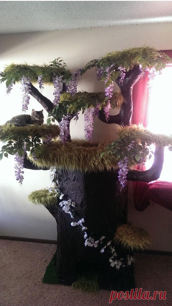 Шикарный домик для кошки, сделанный из подручных материалов — Своими руками