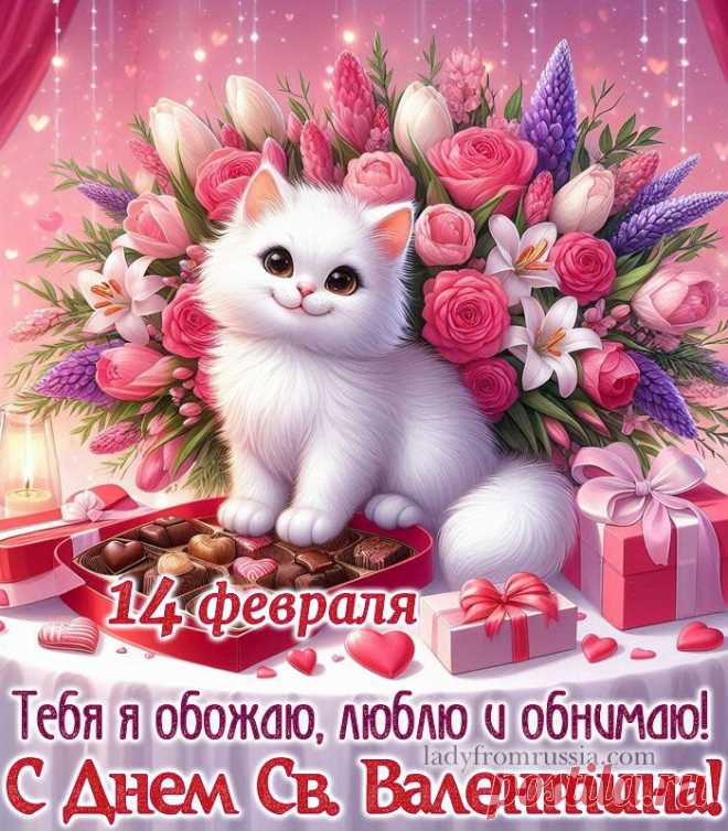 Открытка с днем Валентина, валентинка, 14 февраля, с днем влюбленных, люблю и обнимаю