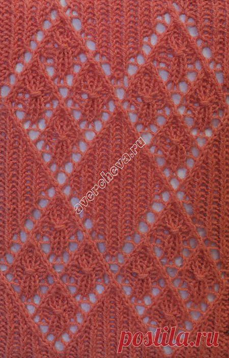 ажурный ромбы | каталог вязаных спицами узоров