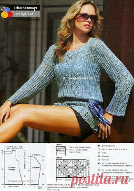 Туника с ажурной мережкой связанная спицами / Стильное вязание