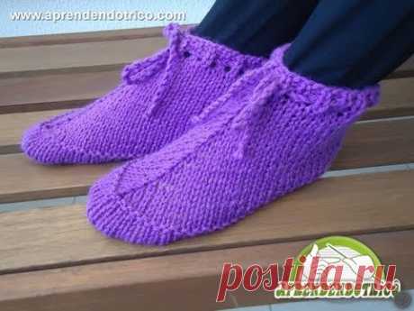 Pantufas de Tricô Soft - Aprendendo Trico Manual