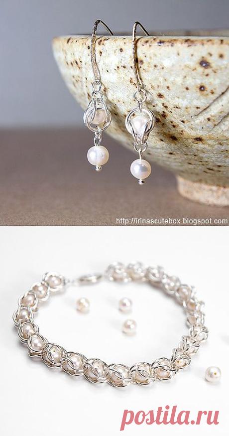 Кольчужное плетение. Браслет в технике 'Captive chainmaille'.