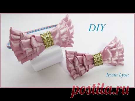 Бант зі стрічки 2.5 см/Бантик из ленты 2.5см/bow ribbon tutorial/Kanzashi/ DIY