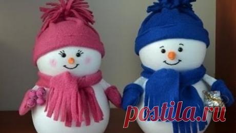 DIY. Снеговик из носка своими руками . Snowman.Делаем с детьми. Новогодний декор своими руками.