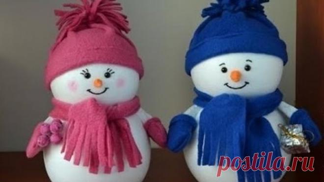 DIY. Снеговик из носка своими руками . Snowman.Делаем с детьми. Новогодний декор своими руками.