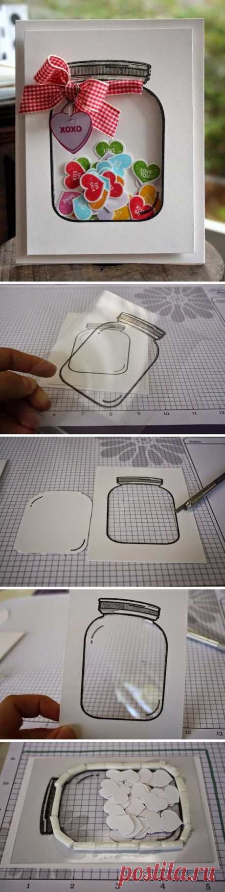(47) Candy Hearts Shaker Card. | biglietti