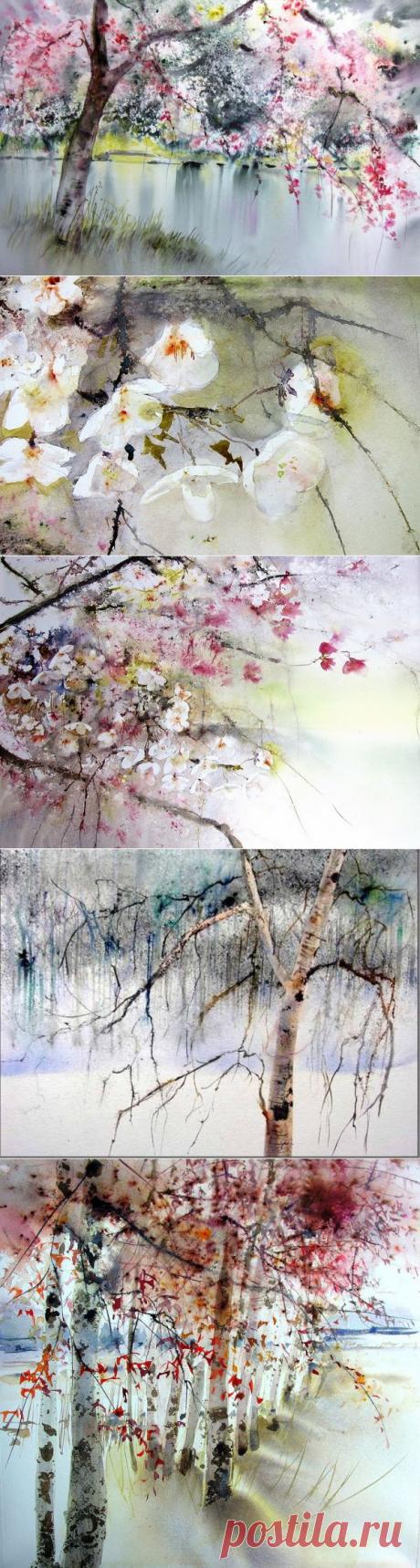 Весна в акварели. Reine Marie Pinchon .