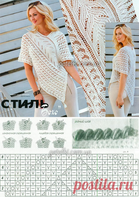 Туника спицами в стиле Бохо. Описание, схемы вязания