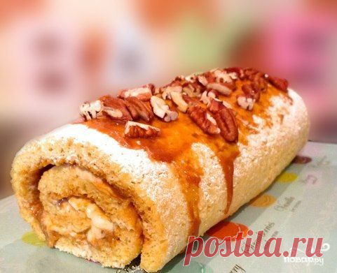 Бисквитный рулет с масляным кремом - пошаговый кулинарный рецепт на Повар.ру