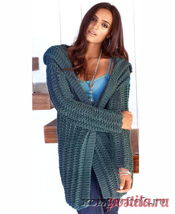 Жакет спицами ажурной резинко
