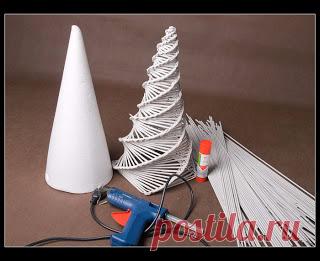 Новогодняя елочка из газет своими руками