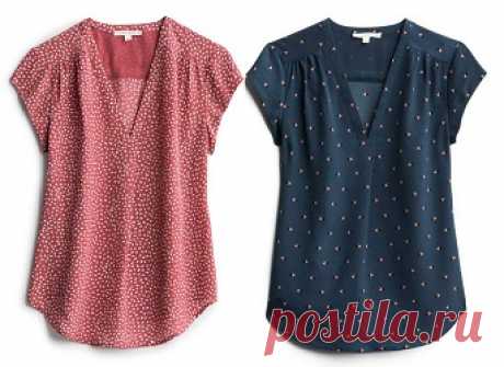 Blusa com manga baby look com pala e decote V – Marlene Mukai