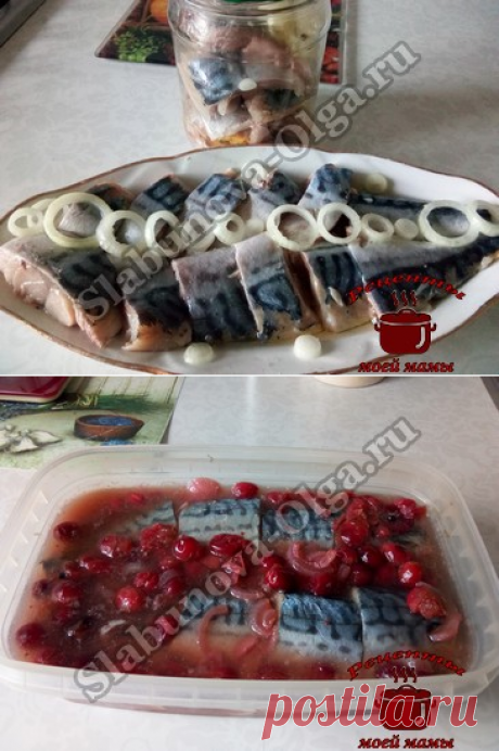 Скумбрия маринованная с клюквой. Рецепт. Фото