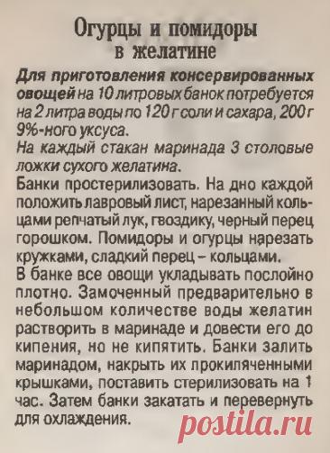 Огурцы и помидоры в желатине