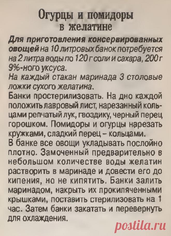 Огурцы и помидоры в желатине