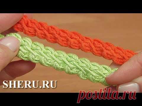 Шнур гусеничка из пышных столбиков и воздушных петель