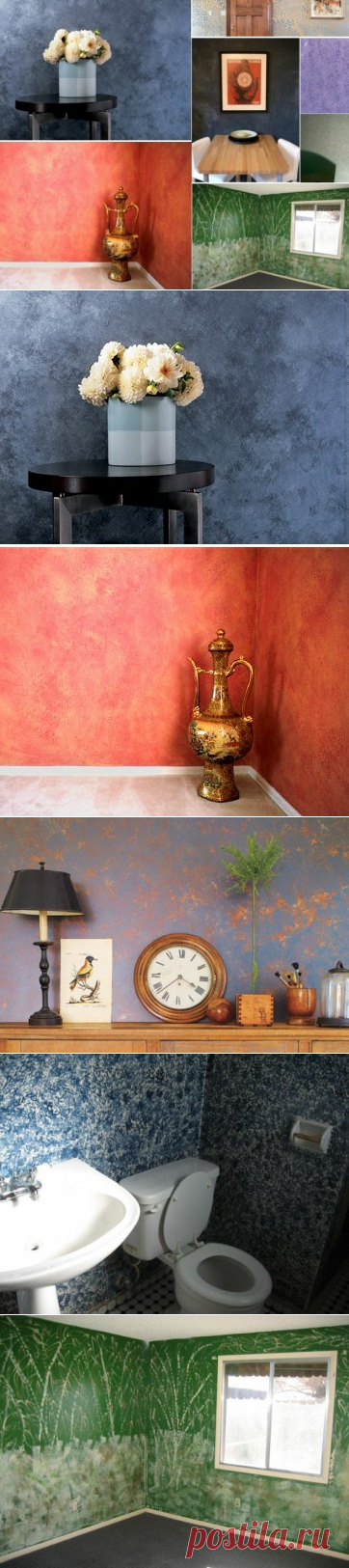 Интересная текстура стен при помощи губки