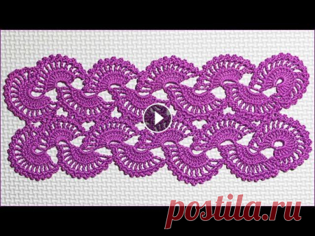 Ленточное кружево по схеме. Кружево крючком. Вязание кружева. Crochet lace. Кружево связано крючком 1,5 мм. Использовались нитки для вязания Ирис производства фирмы Gamma, 100% хлопок, в 10 граммах 87 м. Обратите внимание на п...