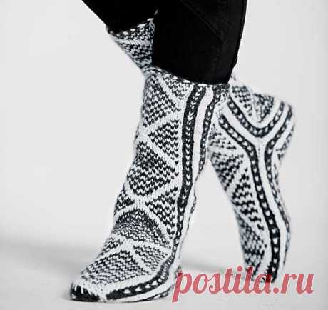 Жаккардовые носки - схема вязания спицами. Вяжем Носки на Verena.ru
