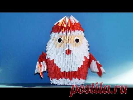 Модульное оригами для начинающих Дед Мороз видео урок-схема, пошаговая инструкция