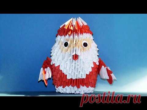 Модульное оригами для начинающих Дед Мороз видео урок-схема, пошаговая инструкция
