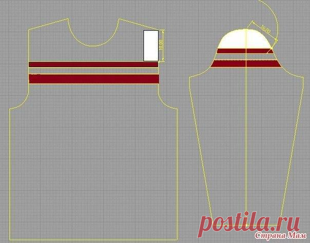 Как рассчитать совпадение полос проймы и рукава

Для того, чтобы получить совпадение полос, необходимо сделать точные расчеты. Начертите свои выкройки в любой графической программе, либо используйте линейку закройщика с масштабом 1:4 и с ее помощью сделайте чертеж на обычном листе в клеточку. На пройме переда измерьте расстояние от точки начала скоса плеча до полосы. Затем, с помощью циркуля (или другим удобным способом) проведите дугу из высшей точки рукава радиусом, равн...