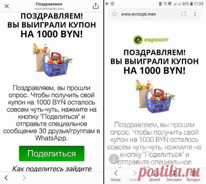 Мошенники под видом Евроопта и Белмаркета рассылают сообщения о крупном выигрыше - Новости Mail.Ru