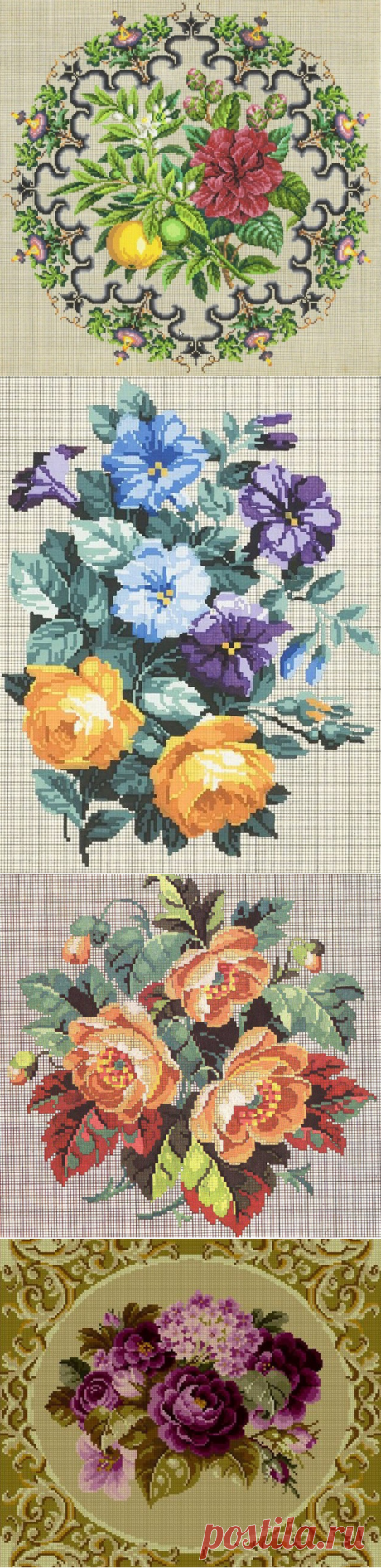Вышивка крестом — красивые старинные схемы Petit Point: публикации и мастер-классы – Ярмарка Мастеров