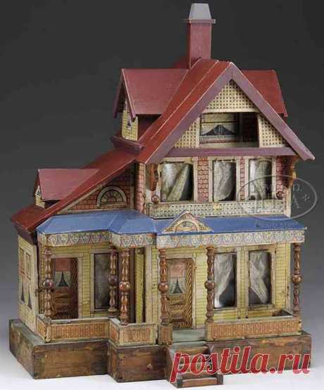 Bliss Rufus Puppenhäuser Puppenhaus lithografiert mit drei Gesch
